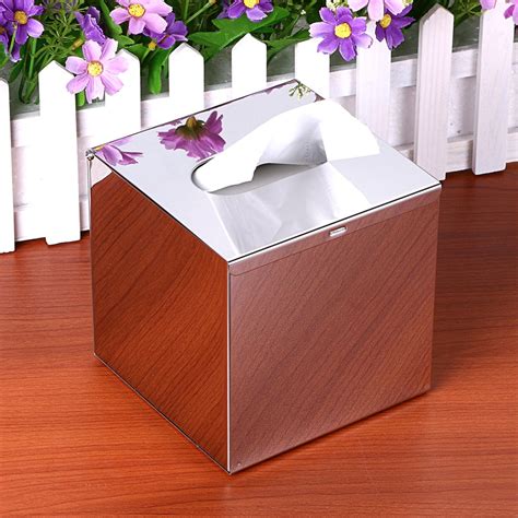 stainless steel square tissue box holder|tissue box holder with lid.